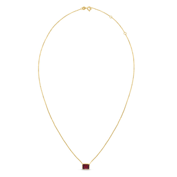 14K Gold Emerald Cut Garnet Necklace