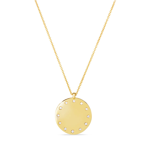 14K Gold Small Diamond Dial Necklace