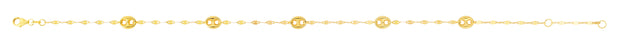 14K Gold Mirror Chain and Puffed Mariner Station Anklet