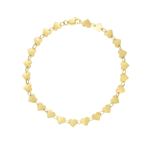 14K Heart Mirrored Chain Bracelet