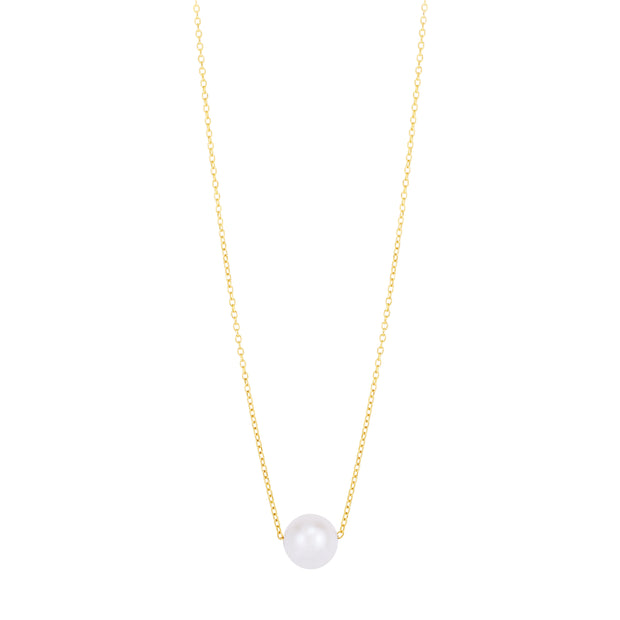 14K Pearl Necklace Solitaire