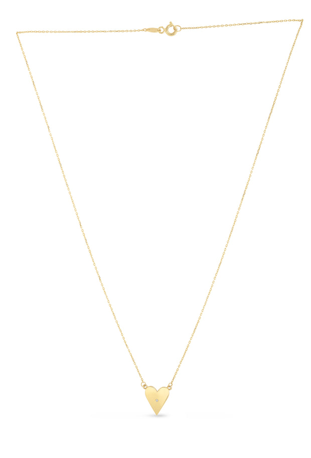 14K Gold Diamond Elongated Heart Necklace