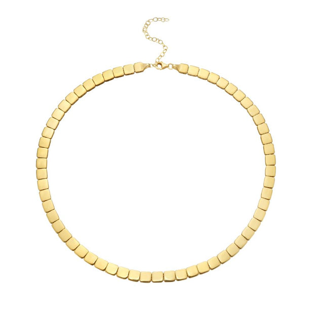 14K Gold Cube Link Necklace