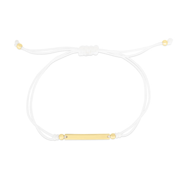 14K Gold Bar White Cord Bracelet