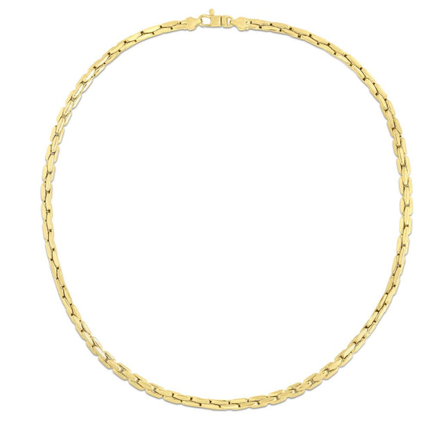 14K Gold Compressed Cable Link Necklace