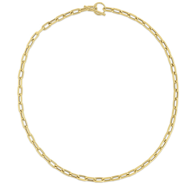 14K Gold Paperclip Toggle Link Necklace