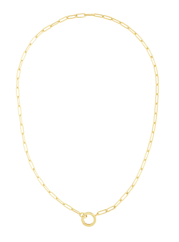 14K Gold 3.2mm Charm Clasp Paperclip Necklace