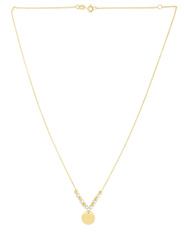 14K Gold & Pearl Pallina Disc Necklace