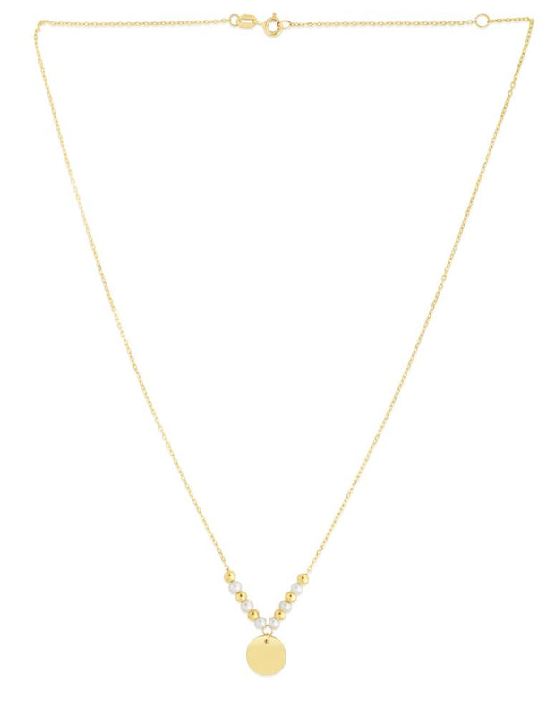 14K Gold & Pearl Pallina Disc Necklace