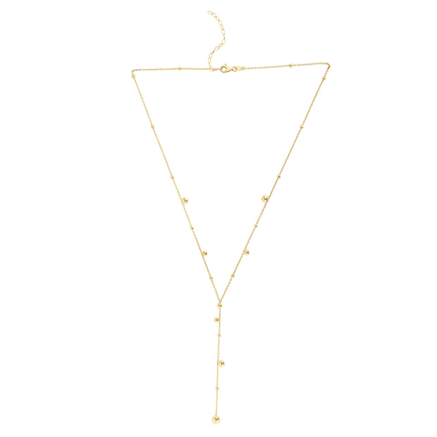 14K Gold Bead Lariat Necklace