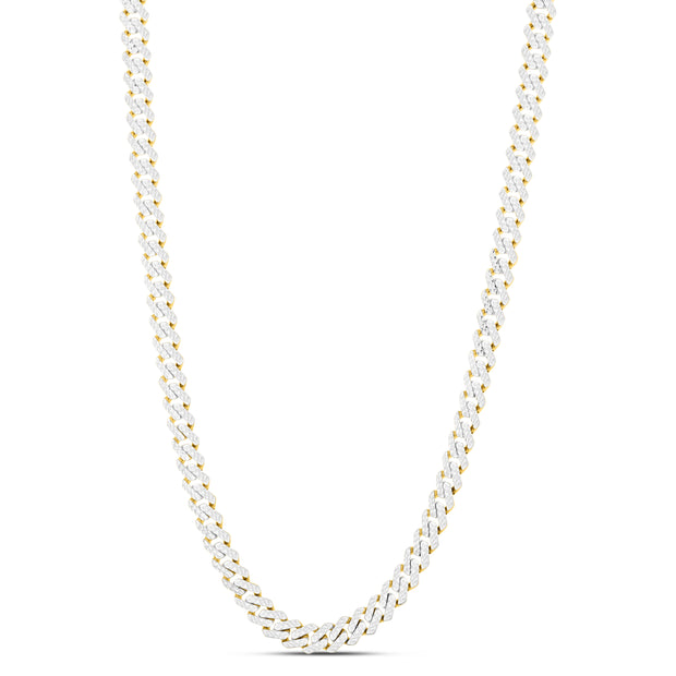 14K 8mm White Pave Modern Lite Edge  Chain