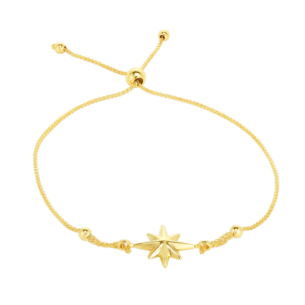 14K Gold North Star Bolo Bracelet