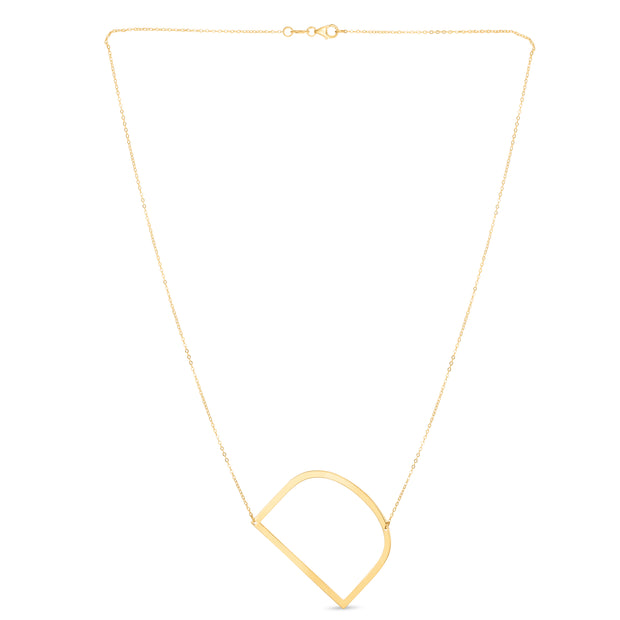 14K Gold Large Initial D Necklace