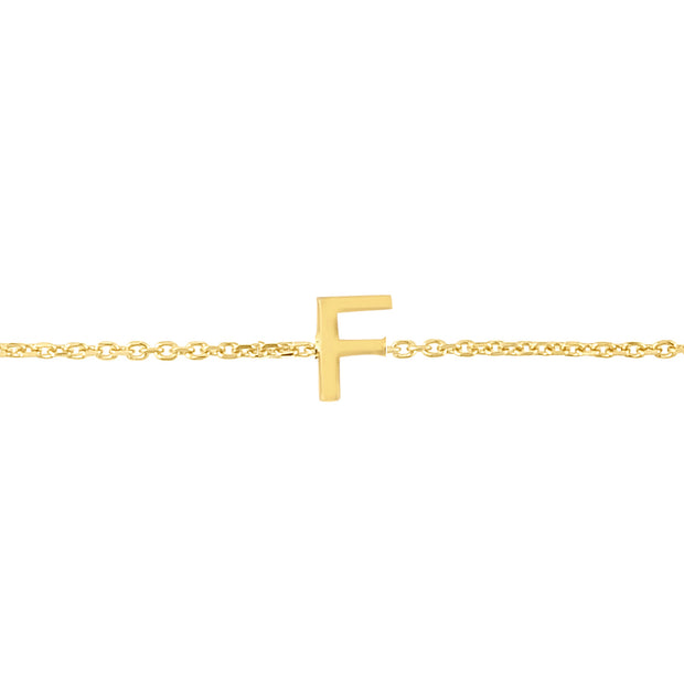 14K Mini Initial F Bracelet