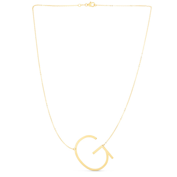 14K Gold Large Initial G Necklace