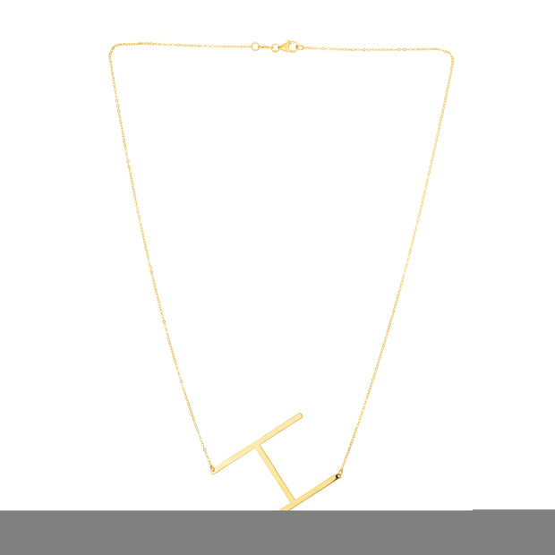 14K Gold Large Initial H Necklace