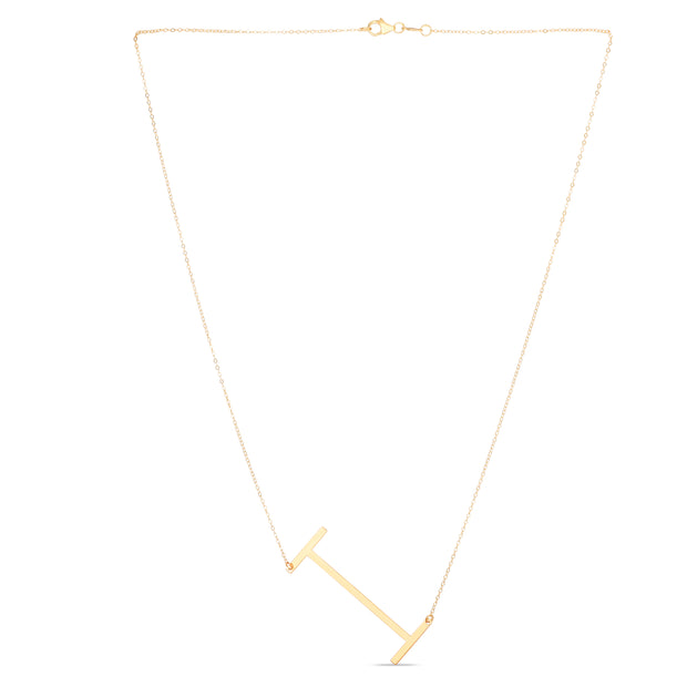 14K Gold Large Initial I Necklace