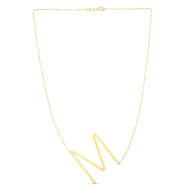 14K Gold Large Initial M Necklace