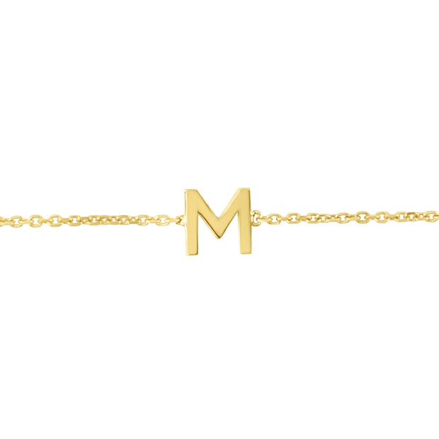 14K Mini Initial M Necklace