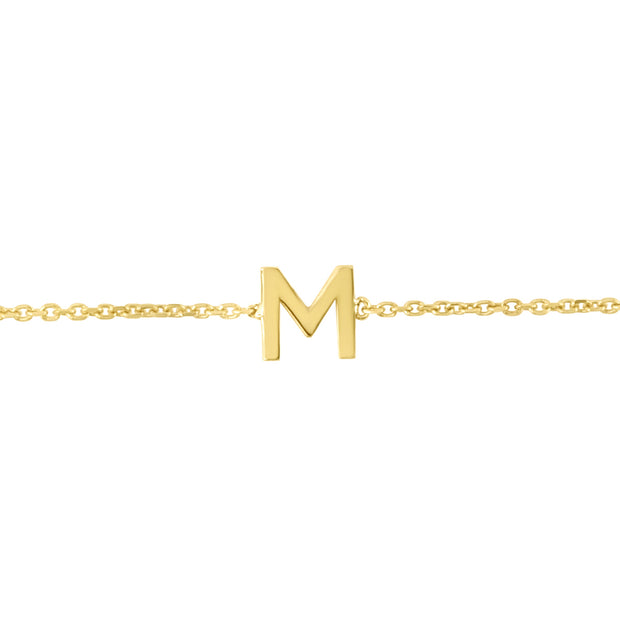 14K Mini Initial M Bracelet