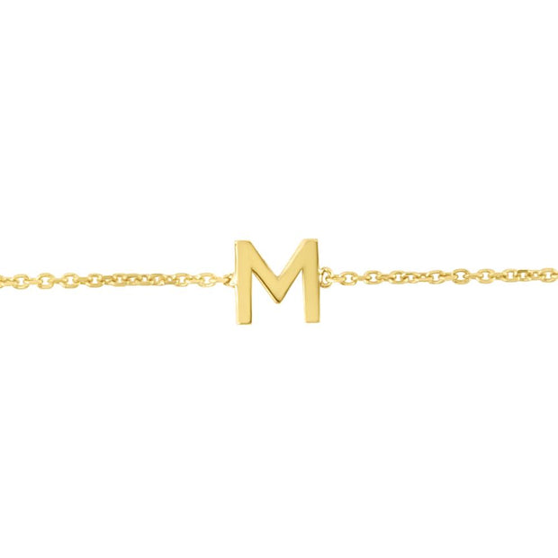 14K Mini Initial M Necklace