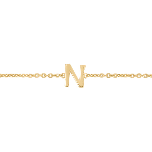 14K Mini Initial N Bracelet