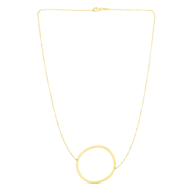 14K Gold Large Initial O Necklace