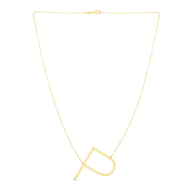 14K Gold Large Initial P Necklace