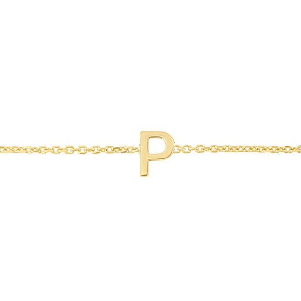 14K Mini Initial P Necklace