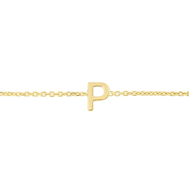 14K Mini Initial P Necklace