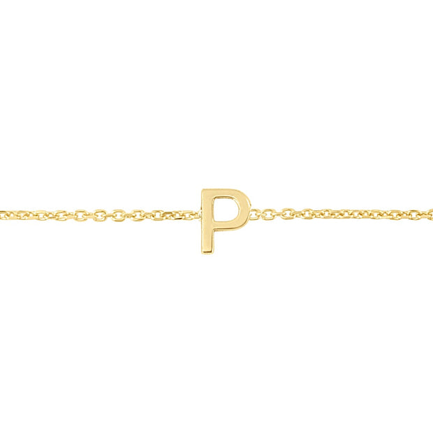 14K Mini Initial P Bracelet