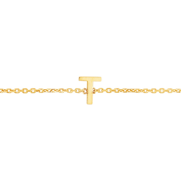 14K Mini Initial T Bracelet