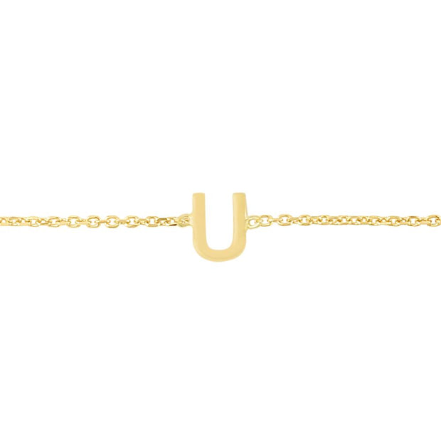 14K Mini Initial U Necklace