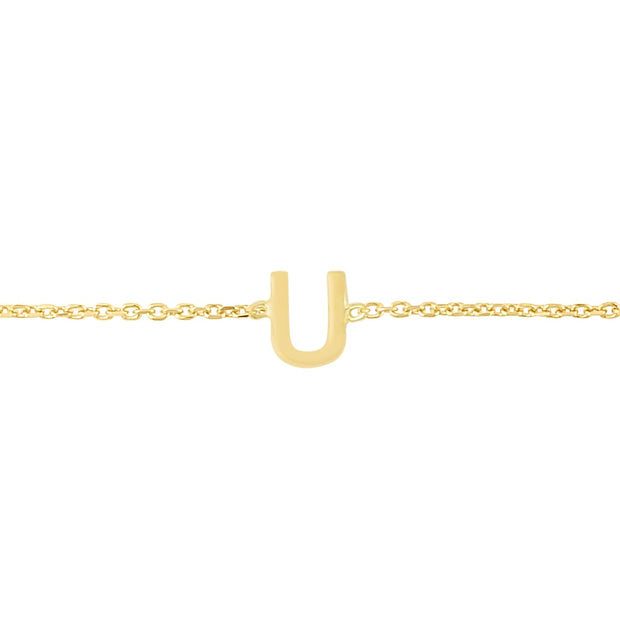 14K Mini Initial U Necklace