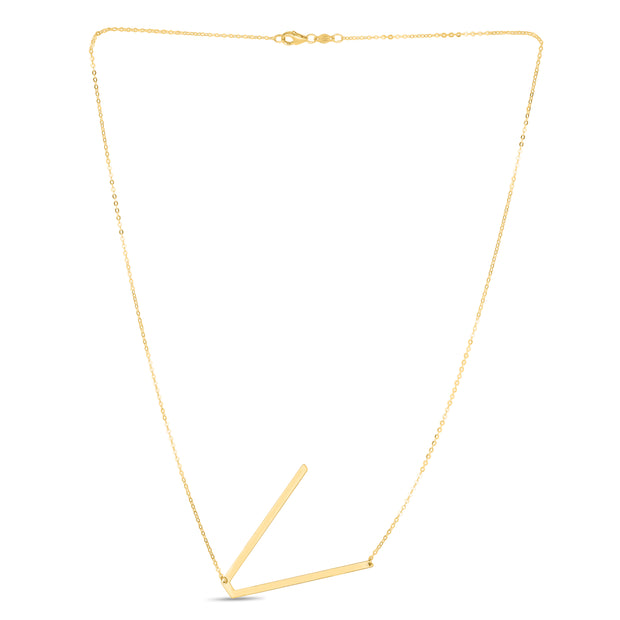 14K Gold Large Initial V Necklace