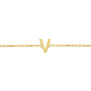 14K Mini Initial V Necklace