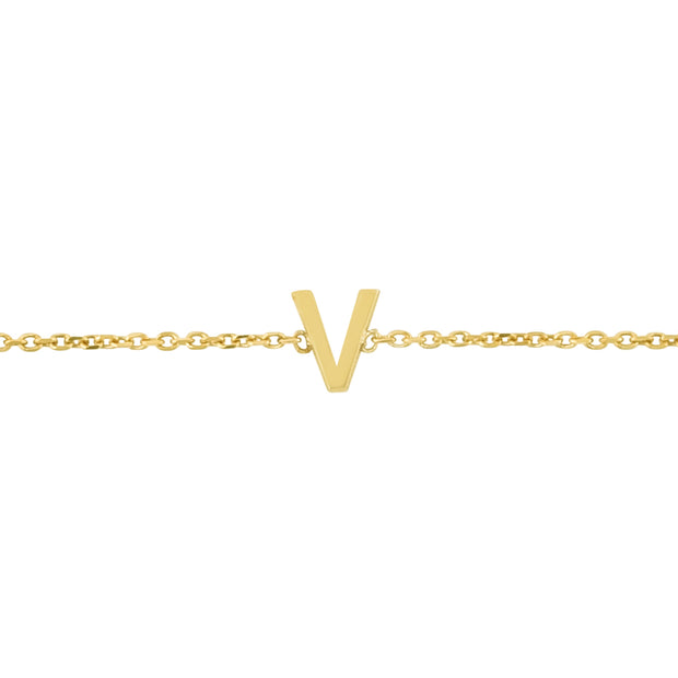 14K Mini Initial V Bracelet