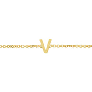 14K Mini Initial V Necklace
