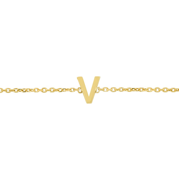 14K Mini Initial V Necklace