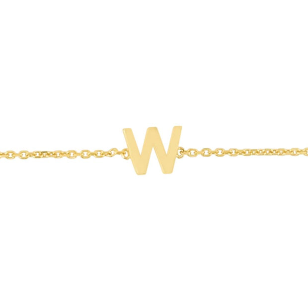 14K Mini Initial W Necklace