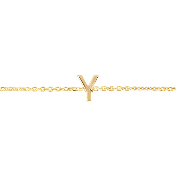 14K Mini Initial Y Bracelet