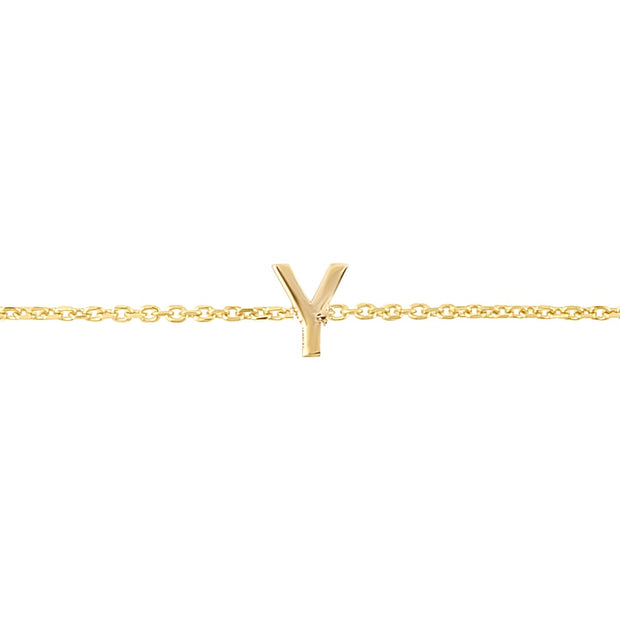 14K Mini Initial Y Bracelet