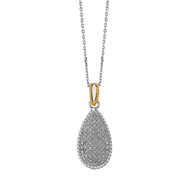 14K & Silver Tear Drop Necklace