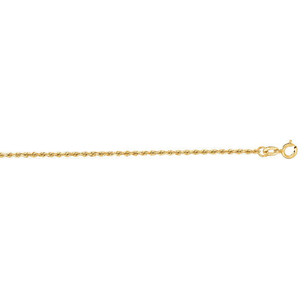 14K Gold 24"" 1.4mm Diamond Cut Royal Rope Chain
