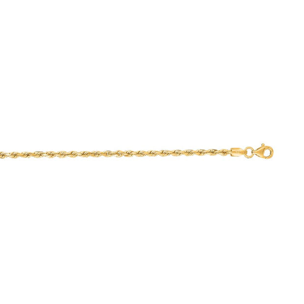 14K Gold 2.5mm Diamond Cut Royal Rope Chain