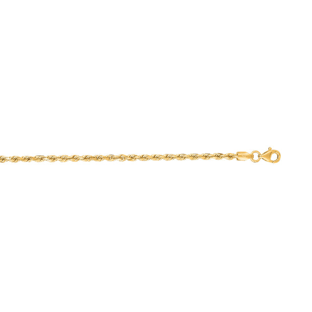 14K Gold 20"" 2.5mm Diamond Cut Royal Rope Chain
