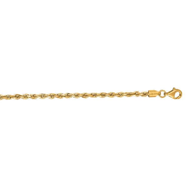 14K Gold 30"" 2.75mm Diamond Cut Royal Rope Chain