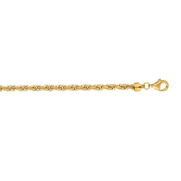 14K Gold 22"" 5mm Diamond Cut Royal Rope Chain