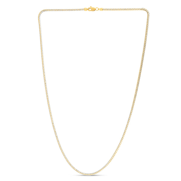 14K 2.3mm Round Pave Franco Chain