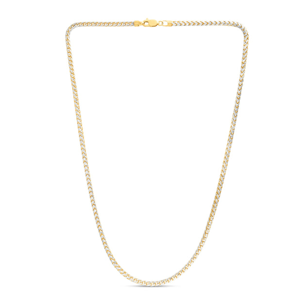 14K 3.2mm Round Pave Franco Chain